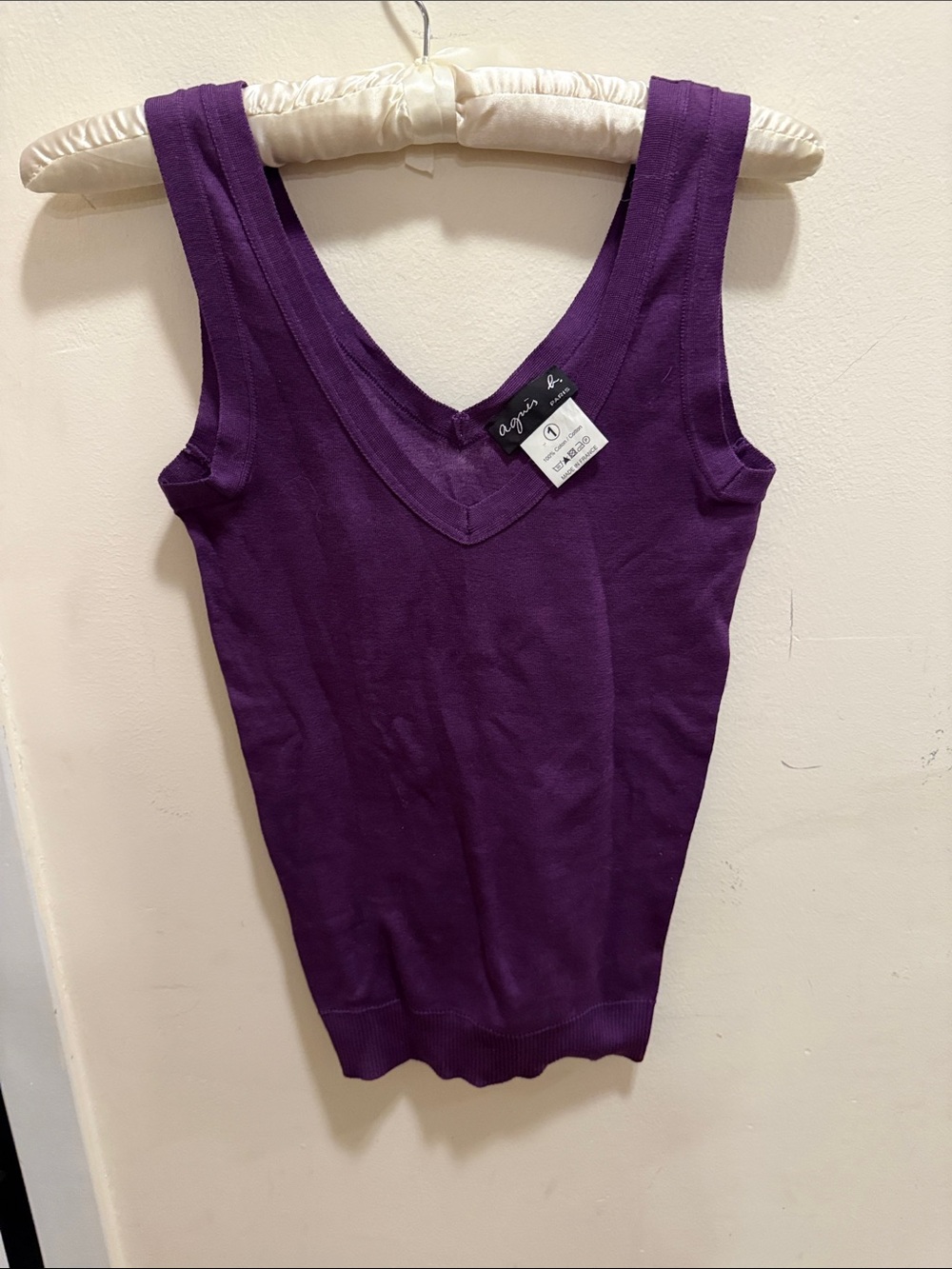 Agnes B. Deep Purple V-Neck Knit Tank